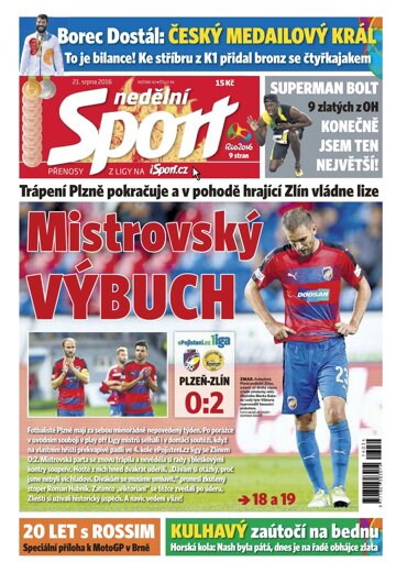 Obálka e-magazínu Nedělní Sport 21.8.2016