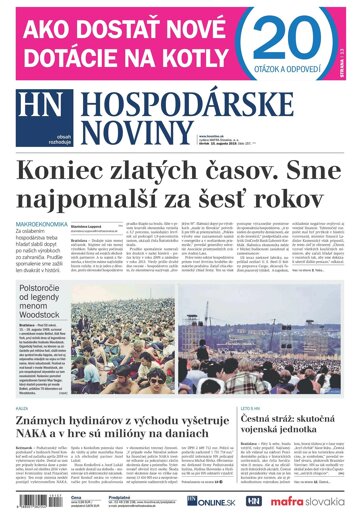 Obálka e-magazínu Hospodárske noviny 15.08.2019