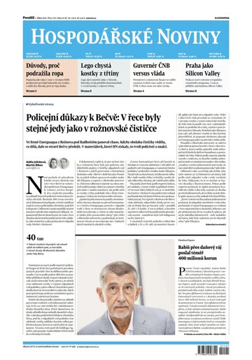 Obálka e-magazínu Hospodářské noviny 191 - 4.10.2021
