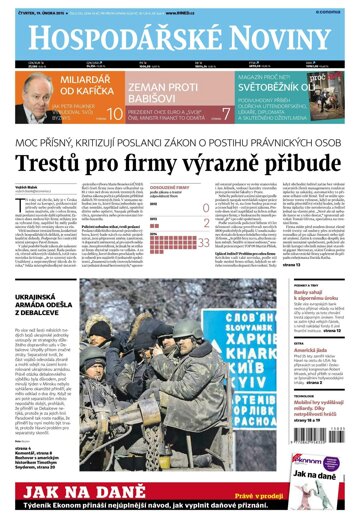 Obálka e-magazínu Hospodářské noviny 035 - 19.2.2015