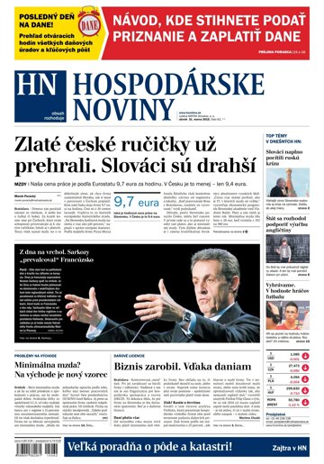 Obálka e-magazínu Hospodárske noviny 31.03.2015