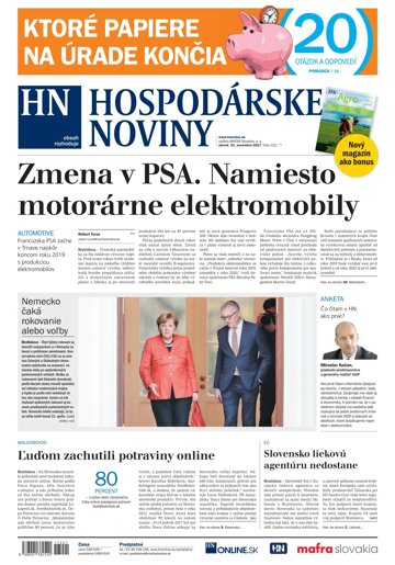 Obálka e-magazínu Hospodárske noviny 21.11.2017