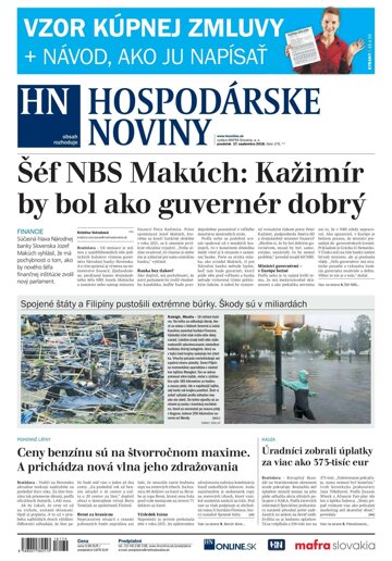 Obálka e-magazínu Hospodárske noviny 17.09.2018