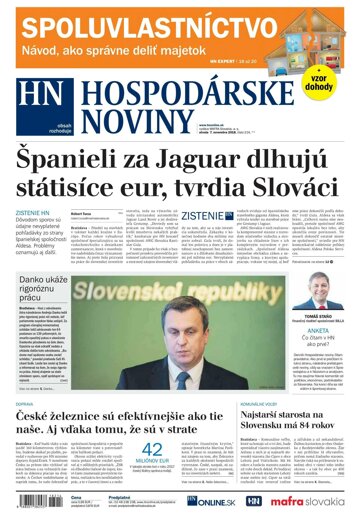 Obálka e-magazínu Hospodárske noviny 07.11.2018