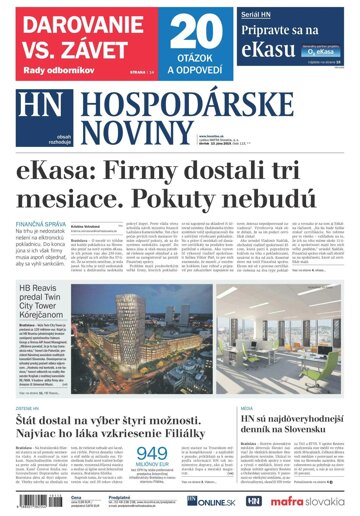 Obálka e-magazínu Hospodárske noviny 13.06.2019
