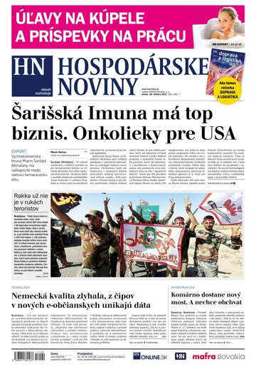 Obálka e-magazínu Hospodárske noviny 18.10.2017