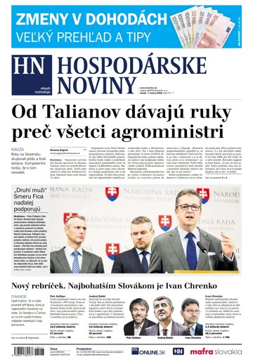 Obálka e-magazínu Hospodárske noviny 07.03.2018