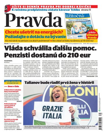 Obálka e-magazínu Pravda 27. 9. 2022