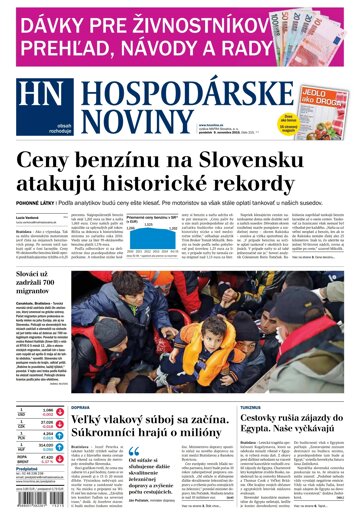 Obálka e-magazínu Hospodárske noviny 09.11.2015