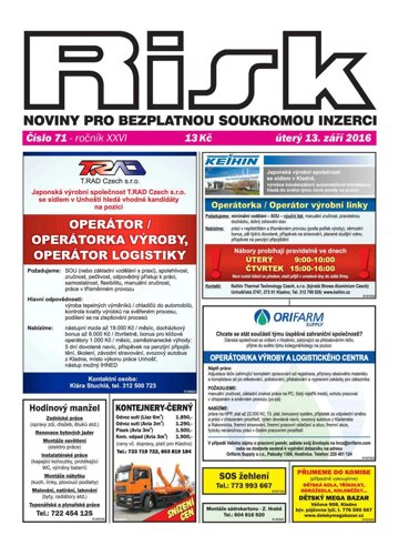 Obálka e-magazínu Risk 71/2016