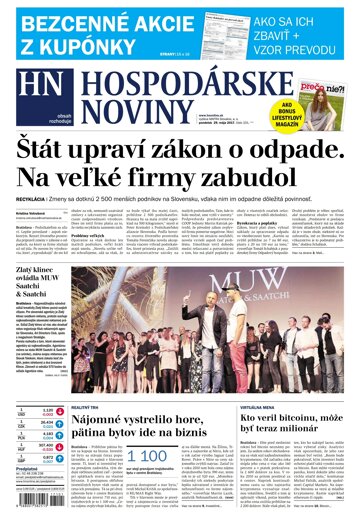 Obálka e-magazínu Hospodárske noviny 29.05.2017
