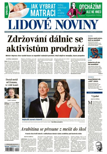 Obálka e-magazínu Lidové noviny 10.1.2019