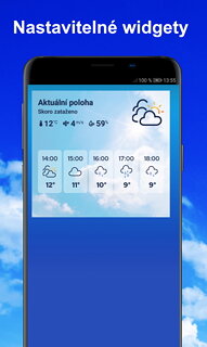 Snímek obrazovky aplikace Počasí a radar Meteocentrum