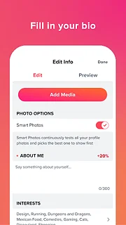 Tinder - snímek obrazovky