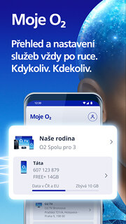 Snímek obrazovky aplikace Moje O2