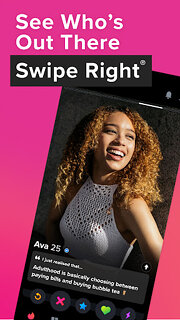 Snímek obrazovky aplikace Tinder