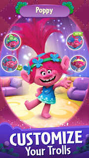 Snímek obrazovky aplikace DreamWorks Trolls Pop: Bubble Shooter & Collection