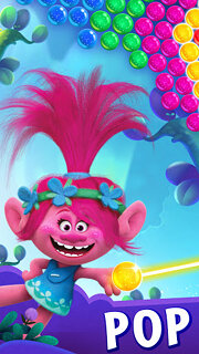 Snímek obrazovky aplikace DreamWorks Trolls Pop: Bubble Shooter & Collection