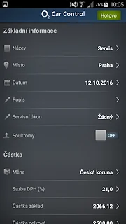 O2 Car Control - snímek obrazovky