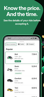 Snímek obrazovky aplikace Bolt: Request a Ride