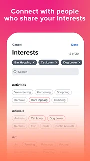 Tinder - snímek obrazovky