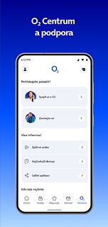 Snímek obrazovky aplikace Moje O2