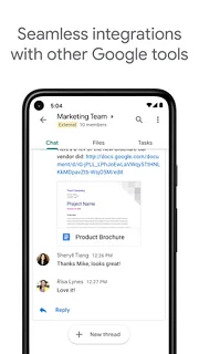 Google Chat - snímek obrazovky