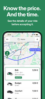 Snímek obrazovky aplikace Bolt: Request a Ride