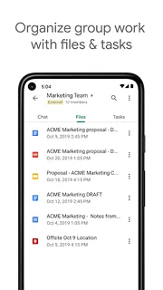 Google Chat - snímek obrazovky