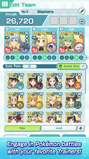 Snímek obrazovky aplikace Pokémon Masters EX