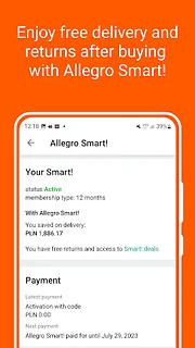 Allegro: shopping online - snímek obrazovky