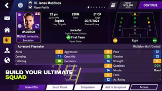 Snímek obrazovky aplikace Football Manager 2021 Mobile