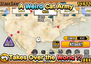 Snímek obrazovky aplikace The Battle Cats