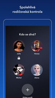 Snímek obrazovky aplikace Disney+