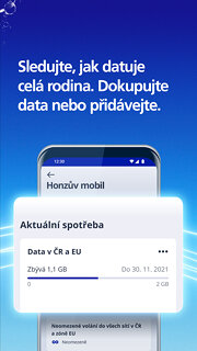 Snímek obrazovky aplikace Moje O2