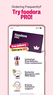 Snímek obrazovky aplikace foodora: Food & Groceries