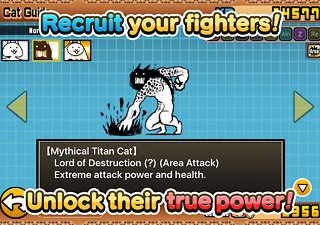 Snímek obrazovky aplikace The Battle Cats