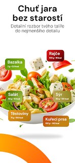 Snímek obrazovky aplikace Kalorické Tabulky
